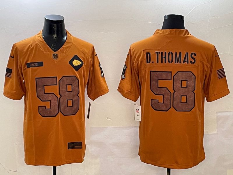 Men Kansas City Chiefs #58 Thomas Yellow 2025 Nike Salute to Service Limited NFL Jersey style 1